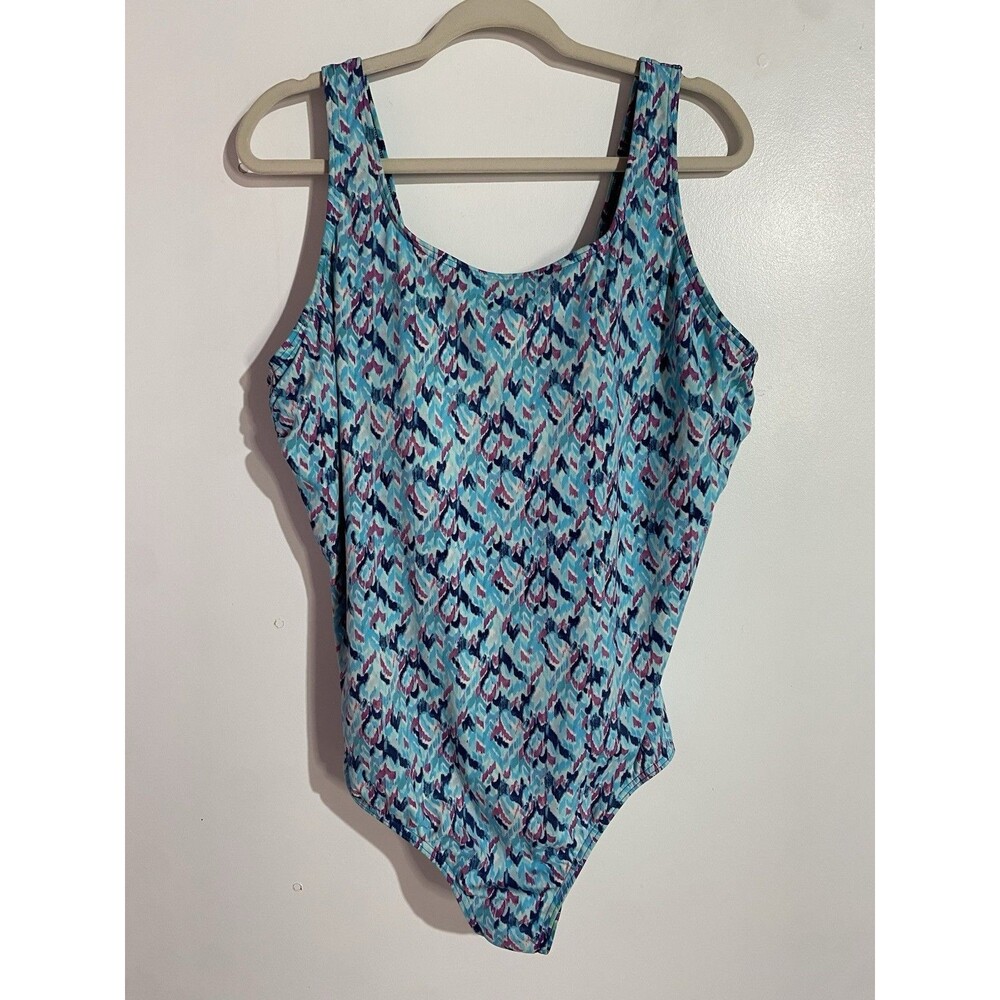 Lands End One‎ Piece Swimsuit 20-22W? Blue Beach Resort Cruise Slimming Tanning